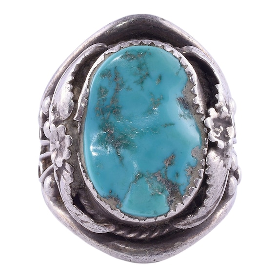 Native American Turquoise Sterling Silver Mens Rin