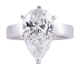 GIA Certified 3.07 Carat VS2 Pear Diamond Solitaire Engagement Ring