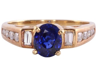 Oval Sapphire & Diamond 18K Ring