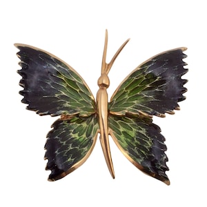 Pin de mariposa de oro amarillo de 18 quilates y esmalte