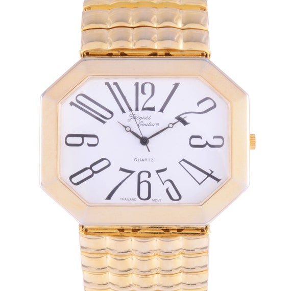 Jacques Couture Gold Plate Oversize Mens Wrist Wa… - image 1