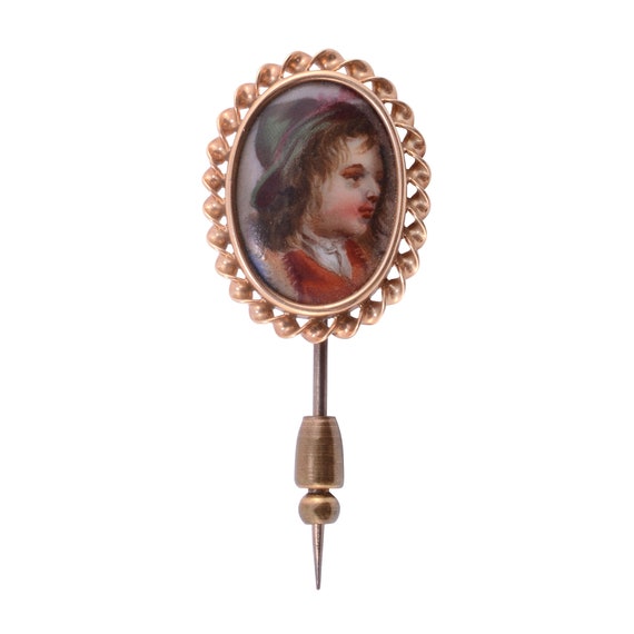 Hand Painted Portrait Stick Pin - image 1