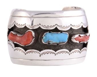 Navajo Shadow Box Sterling Silver Cuff Bracelet