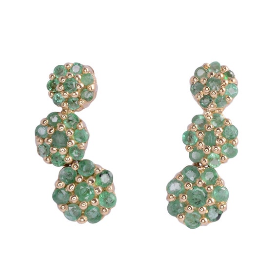 Emerald Cluster Drop Earrings - image 1