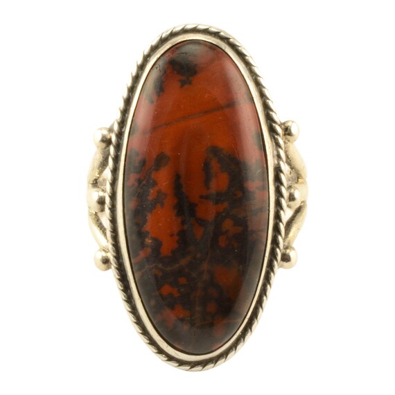 Painted Jasper Adjustable Brass Filigree Ring by oldmanwithers