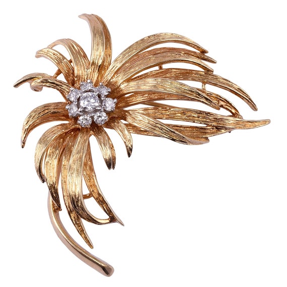 Diamond 18K Spray Brooch - image 1