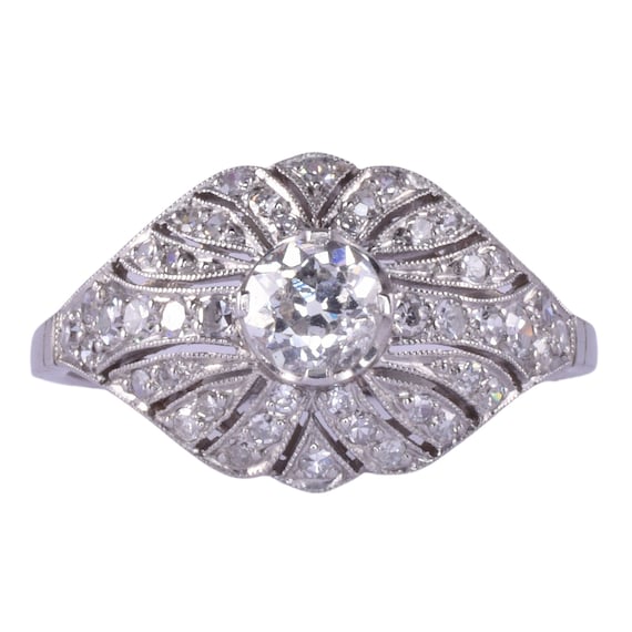 Diamond Filigree Platinum Ring - image 1