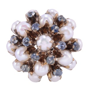 Pearl & Sapphire Cluster Ring