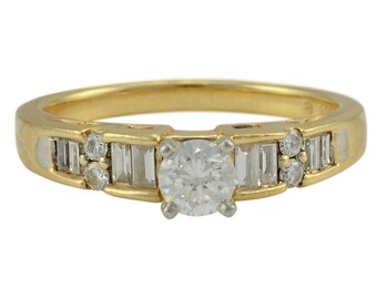 0.30 Carat Center Diamond Engagement Ring - Estate Yellow Gold Engagement Ring