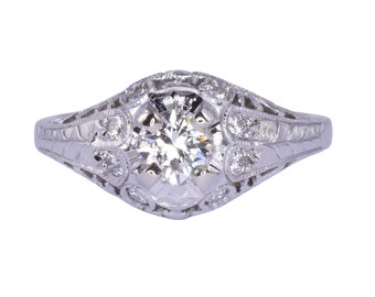 Art Deco Filigree Diamond Engagement Ring