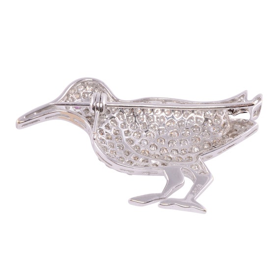 Diamond 18 Karat White Gold Bird Brooch - image 2