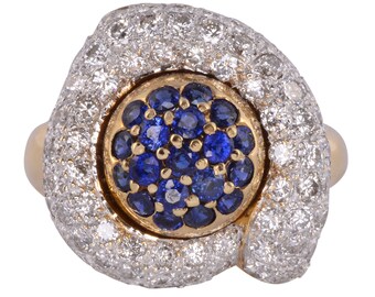 Sapphire Dome 18K Ring - Size 7.25