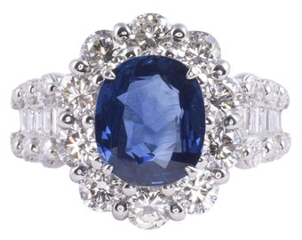 3.45 Carat Sapphire & 2.95 CTW Diamond Platinum Ring