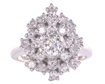 Diamond Cluster White Gold Ring