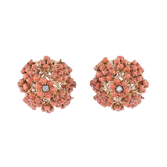 Coral Dome 18K Clip Earrings - image 1