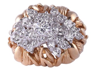 Two Tone 18K Gold Diamond Cluster Ring