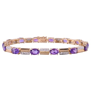 Oval Amethyst & Diamond Bracelet - 6.5&quot;