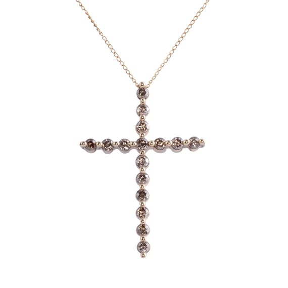 Champagne Diamond Cross Pendant on Chain