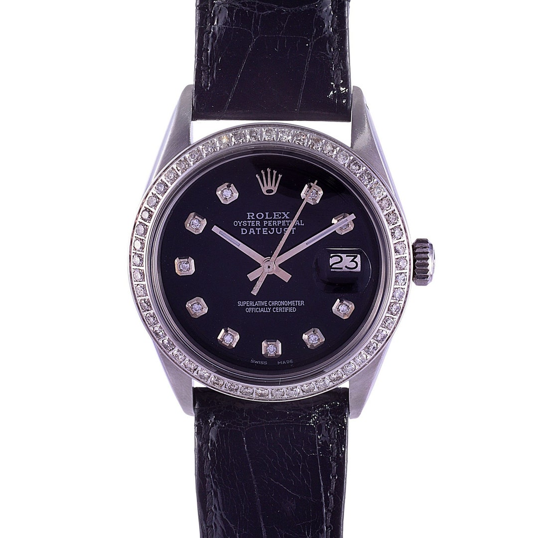 Rolex Original Black Diamond Dial Mens Wrist Watch - Etsy