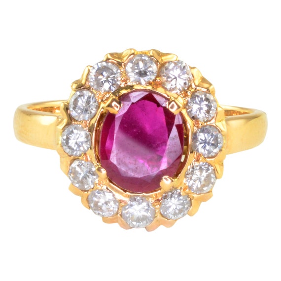 Oval Ruby and Diamond Ring - Ruby Engagement Ring