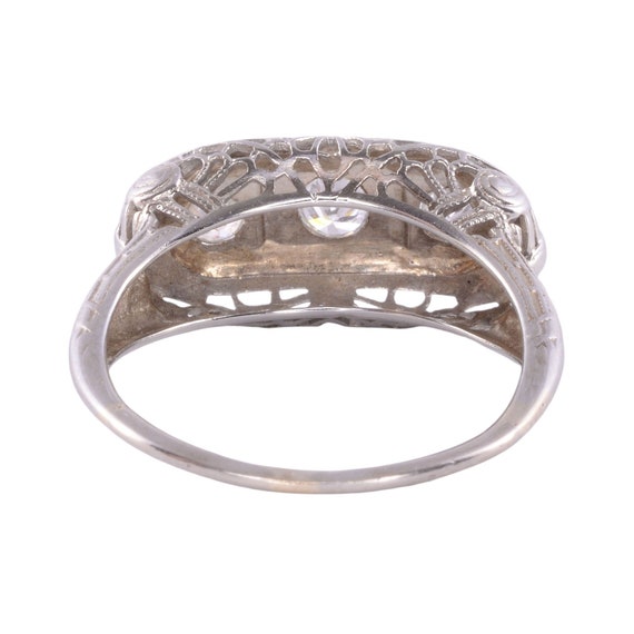 Edwardian Three Diamond Filigree Ring - image 3