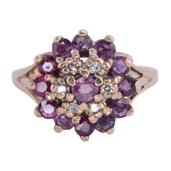 Vintage Design Ruby Cluster Ring - Size 4.5 - image 1