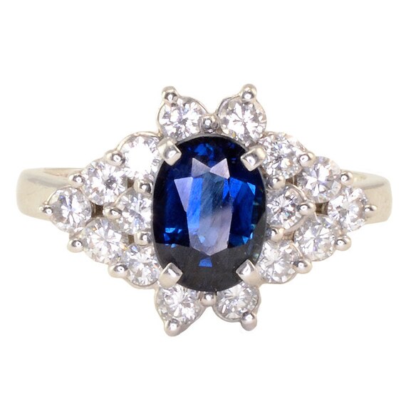 Platinum Sapphire and Diamond Ring - Oval Sapphire