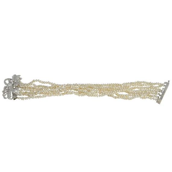 Vintage Baroque Cultured Pearl and Diamond Bracel… - image 3