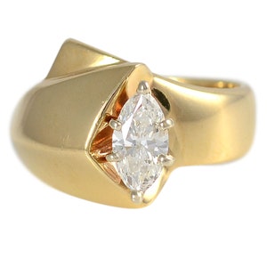 0.65 Carat Marquise Diamond Ring - Marquise Diamond Engagement Ring - Vintage Engagement Ring - Solitaire Diamond Engagement Ring