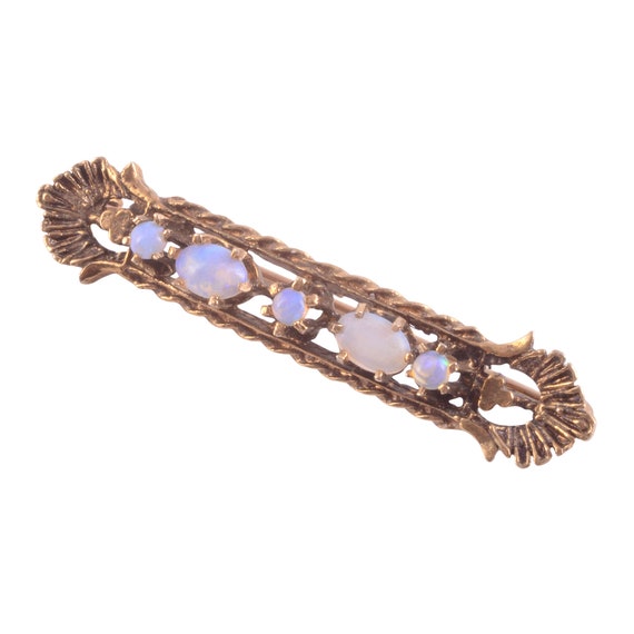 Opal Bar Pin Open Filigree Setting - image 3