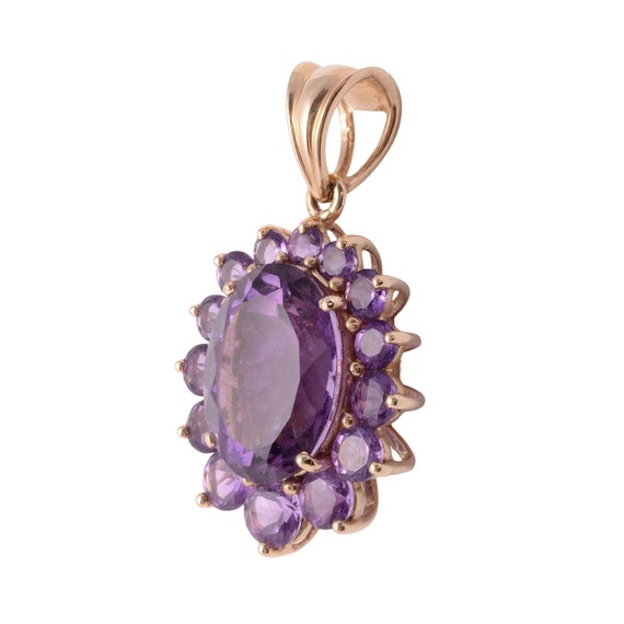 Oval Amethyst Pendant with Amethyst Surround - image 2