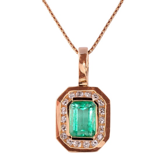 Emerald Cut Emerald Pendant on Chain