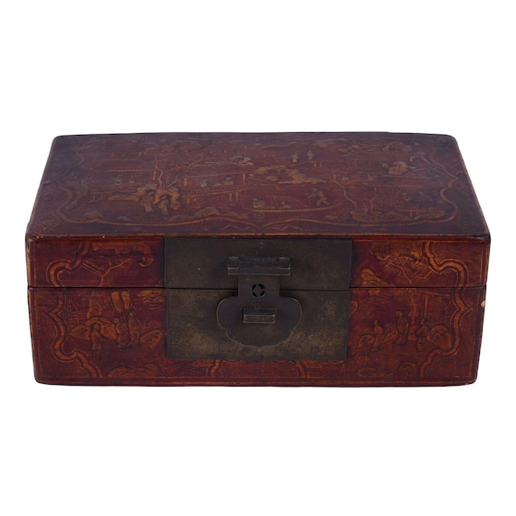 中国 唐物 堆朱 寿老人文 香合 時代箱 V R6589 工芸品