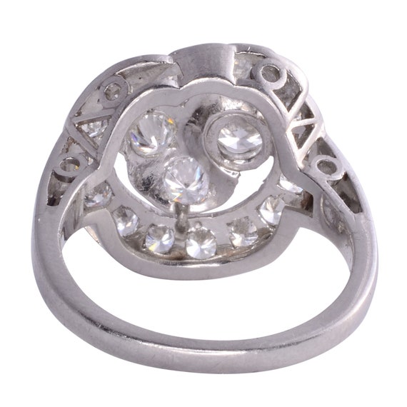 Vintage Diamond Cluster Platinum Ring - image 3
