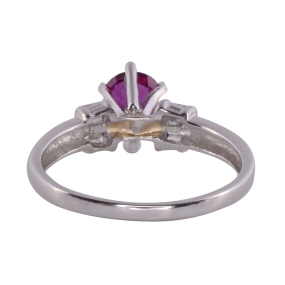 Pear Ruby Diamond Platinum Ring - image 3