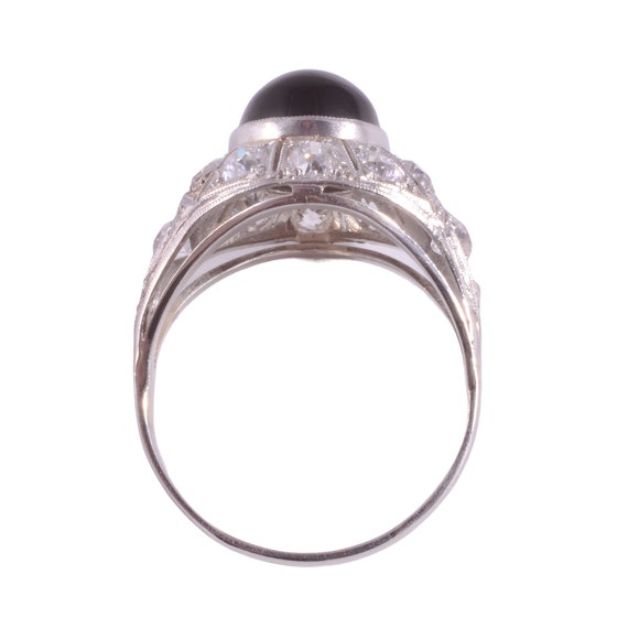 Art Deco Onyx & Diamond Platinum Ring - image 4