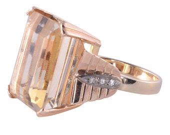 Vintage 27.21 Carat Citrine Ring - Size 9.75