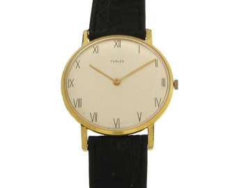 Montre vintage pour homme en plaqué or par Turler
