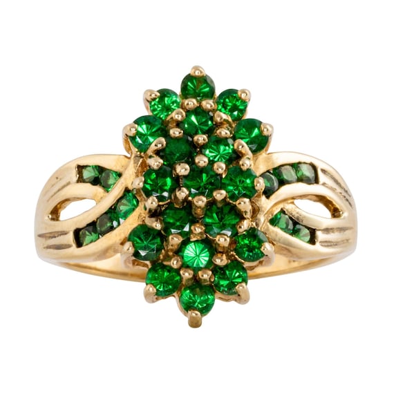 Tsavorite Garnet Cluster Ring