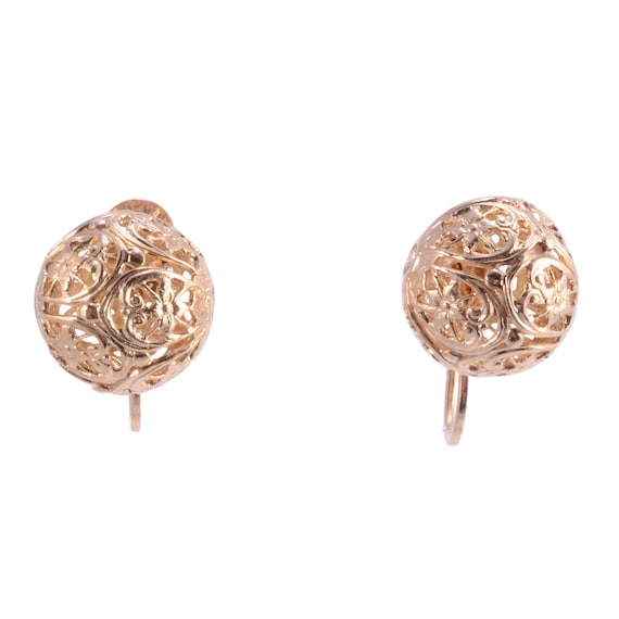 Filigree Ball Screw Back Clip Earrings - image 4