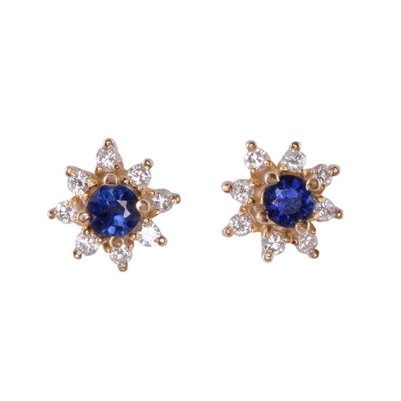 Sapphire Diamond Stud Earrings - image 1