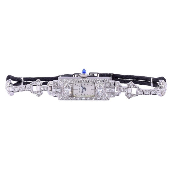Birks Art Deco Platinum Diamond Ladies Wrist Watch - image 3