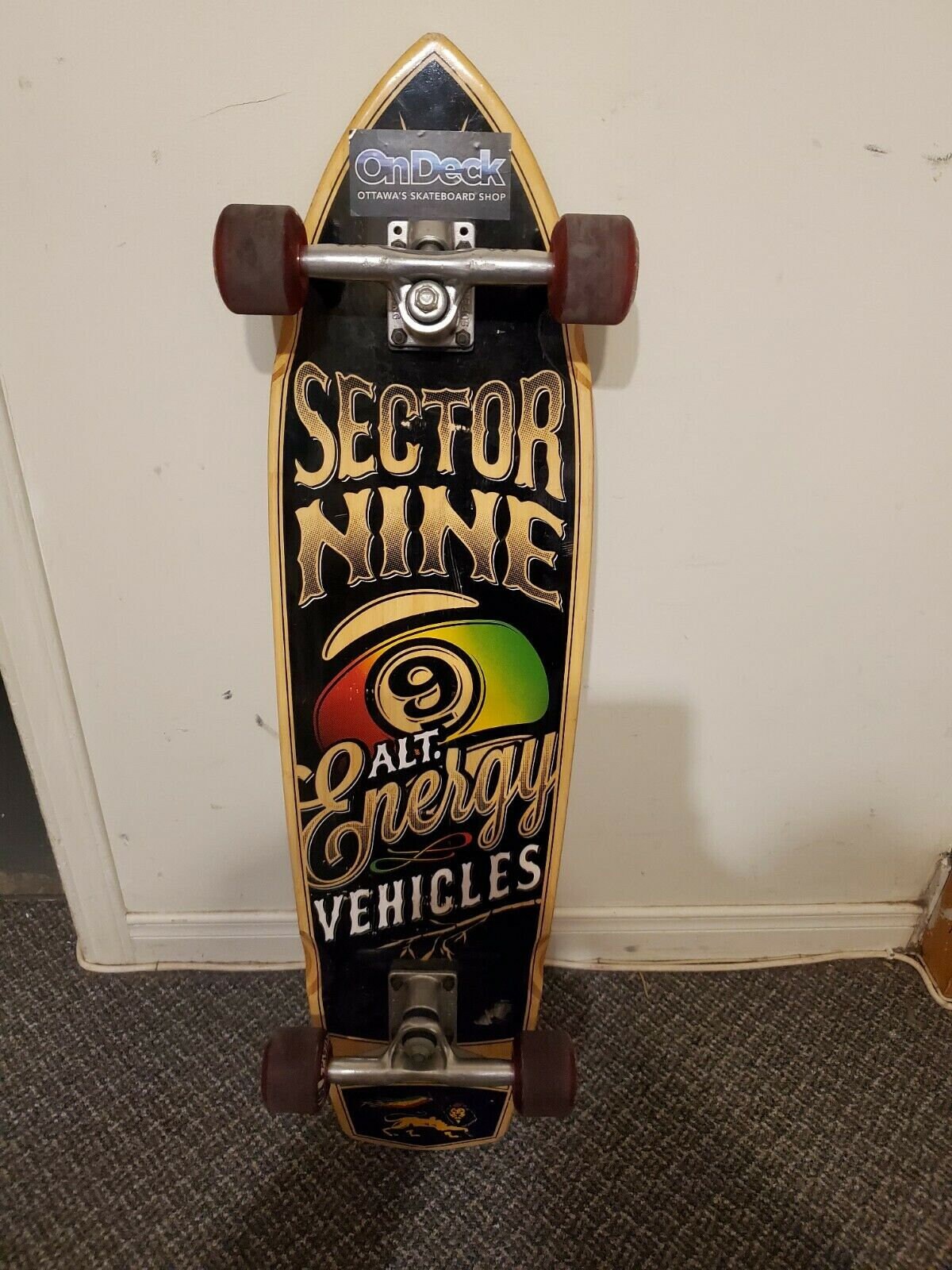 Vintage Sector 9 Nine Bamboo Longboard Skateboard 35 X 9 Guc