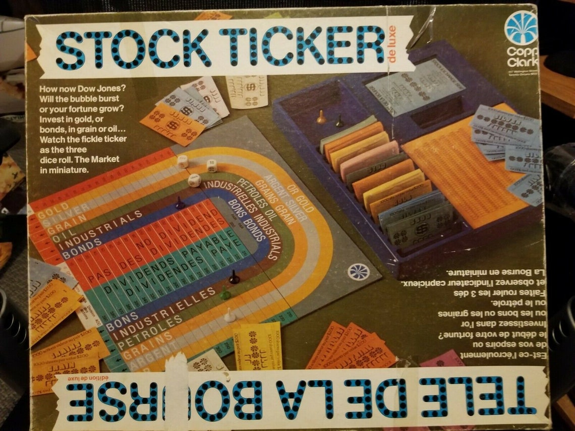 Vintage Stock Ticker Board Game Bilingual Rare Version English Etsy