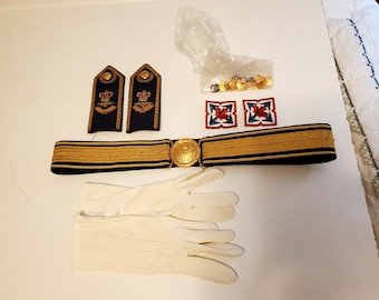 Rcaf Uniform Lot Military Canadian Armed Forces Belt Epaulettes Buttons Gloves