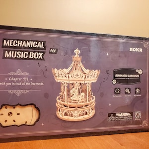 Rokr 3D Wooden Puzzle Romantic Carousel Music Box Mechanical Model Building Kit