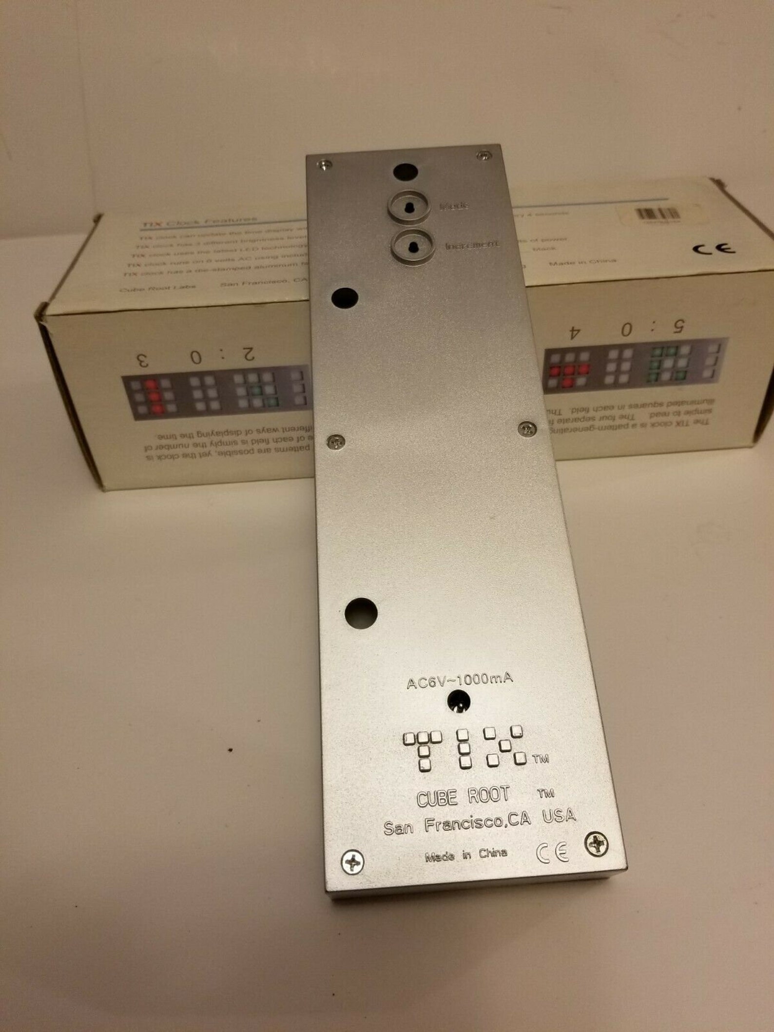 Tix Clock By Cube Root LED Silver Front Plate w Adapter and Etsy