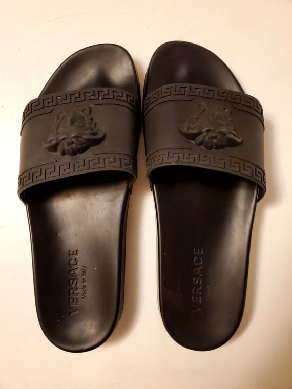 Versace Mens Medusa Pool Slides Sandals Size 12 Men Black Vguc - Etsy