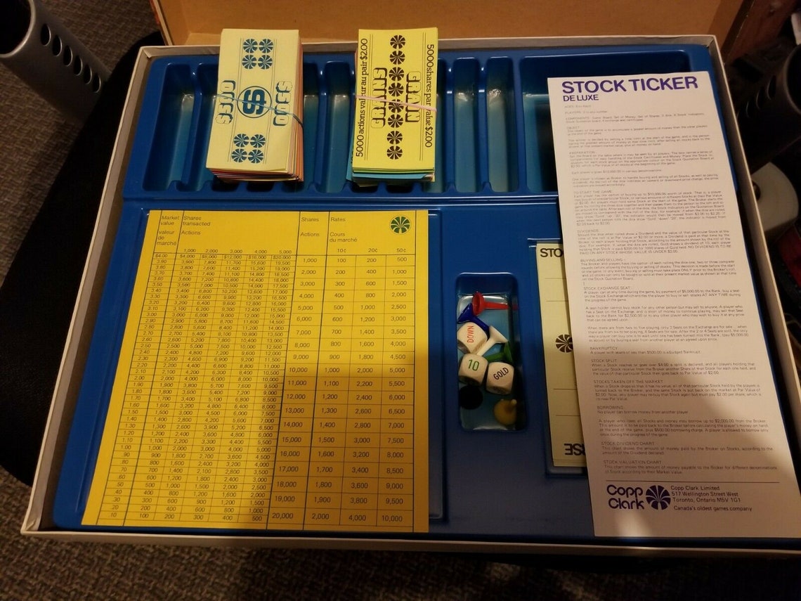 Vintage Stock Ticker Board Game Bilingual Rare Version English Etsy