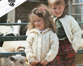 Boy Girl Child Aran Sweater Jumper Pullover Cardigan Waistcoat Sirdar 197 - Size 50 to 80 cm (20-32 inch Vintage Knitting Pattern Book - PDF